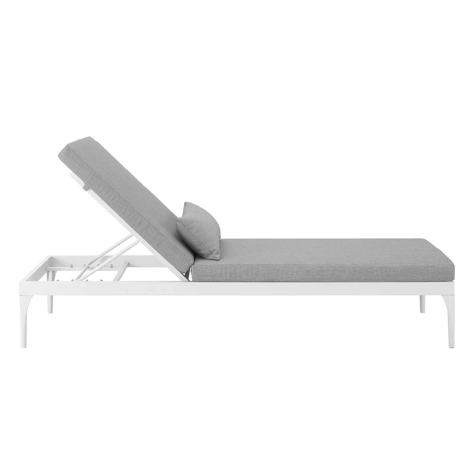 Modern Contemporary Outdoor Patio Lounge Chair - Aluminum Frame with Weather-Resistant Fabric in White & Gray - Perfect for Balcony, Poolside, or Garden Relaxation