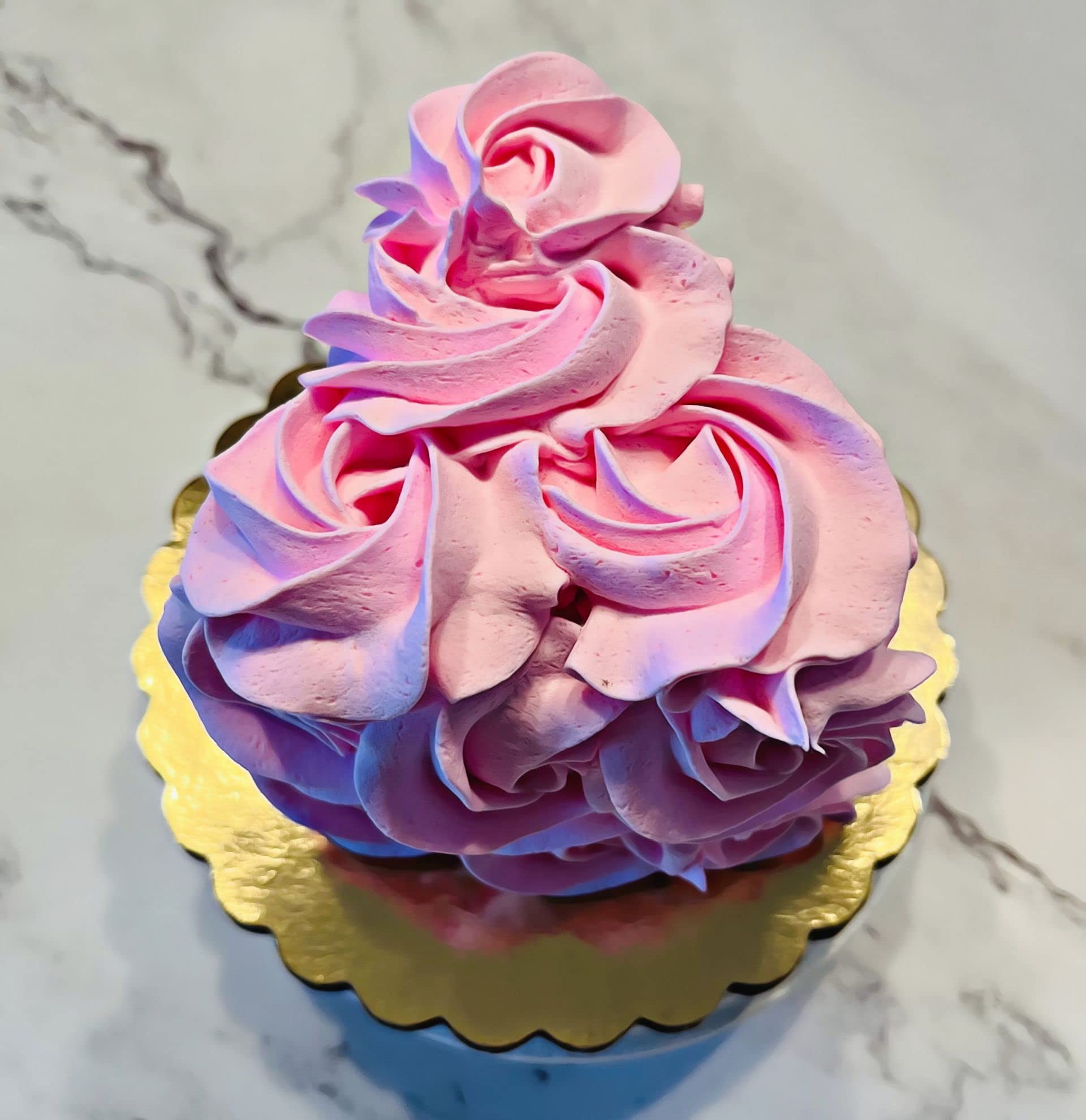 Artificial Cupcakes & Fake Cake for Display - USA Made Faux Cake Decorations - Home & Kitchen Fake Desserts - Fake Cake Slice with Pink Rosette - Perfect for Wedding, Party & Bakery Display