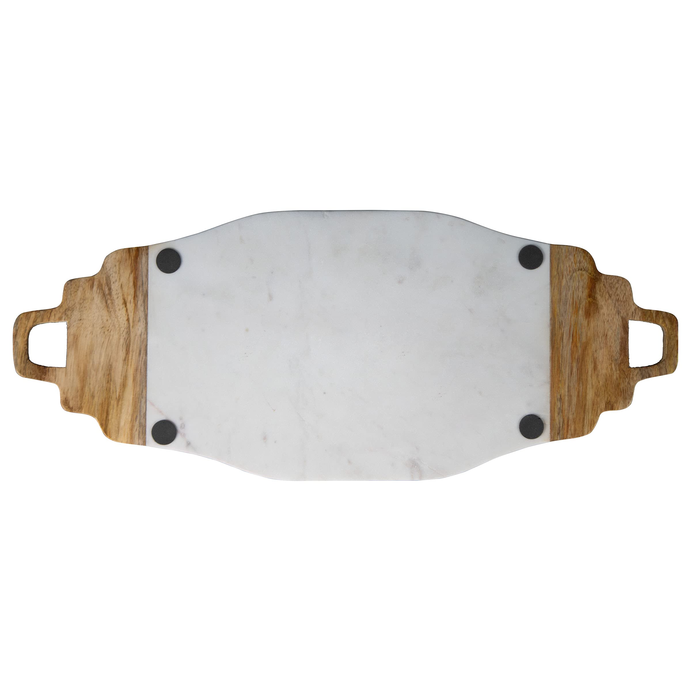 Premium White Marble & Wood Cutting Board - 20