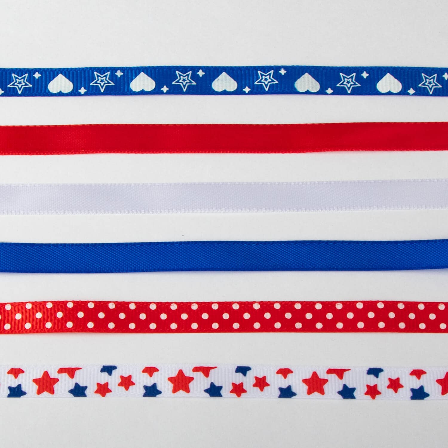 6 Rolls Patriotic Ribbon - Red White Blue Grosgrain Ribbon for 4th of July, Gift Wrapping, DIY Crafts (3/8