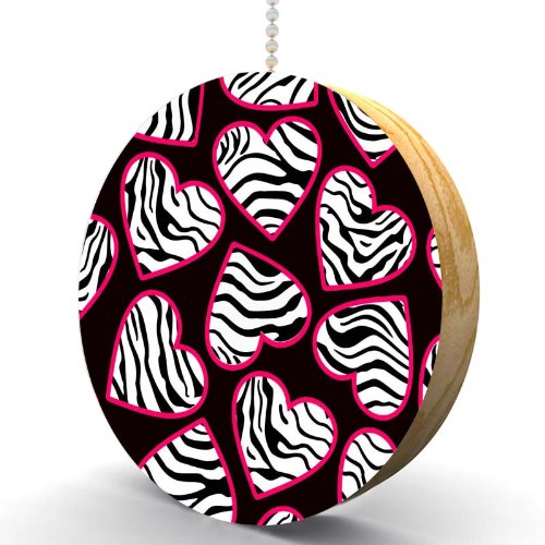 Zebra Print Oak Fan Pull - Home Decor for Ceiling Lights
