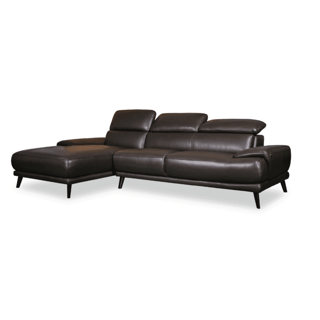 Emiko Genuine Leather L-Shaped Sofa - Modern Sectional Couch for Living Room, Home Theater & Office - Comfortable & Durable Leather Sofa Set