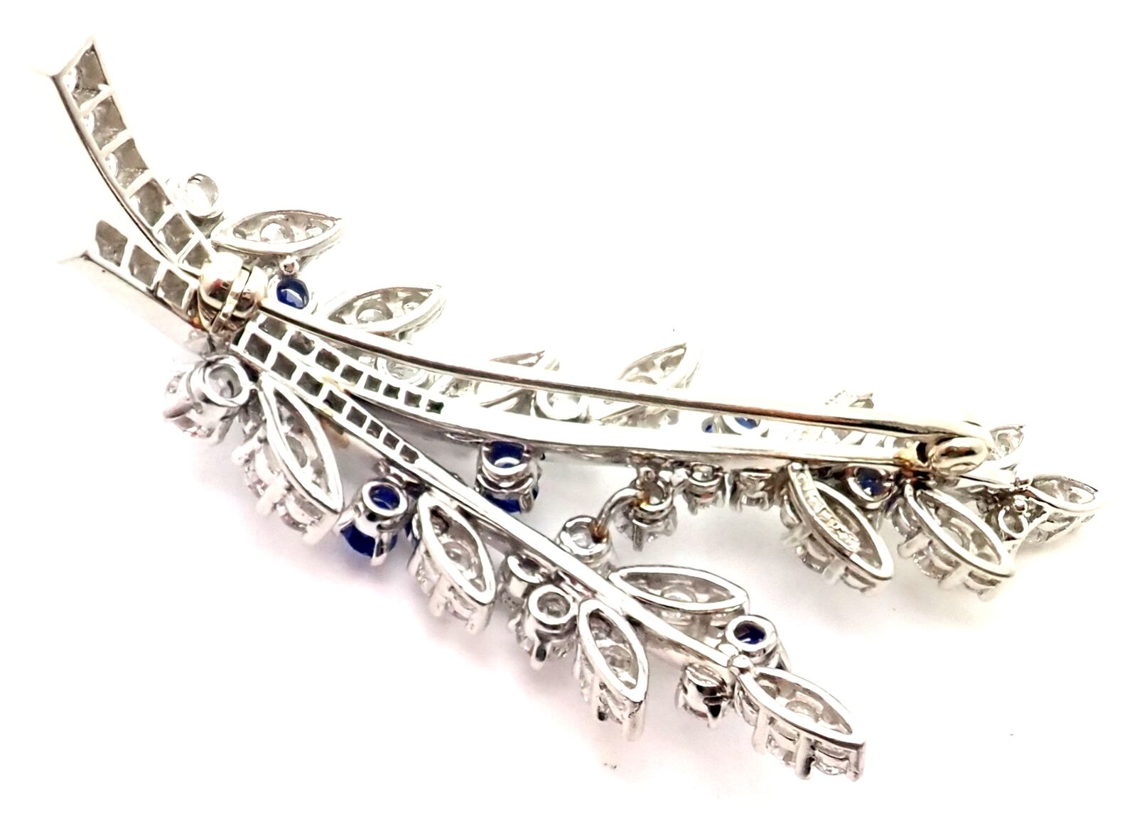 Authentic Vintage Tiffany & Co. Platinum Diamond Sapphire Flower Pin Brooch - Elegant Jewelry Gift for Women, Perfect for Weddings, Anniversaries & Special Occasions