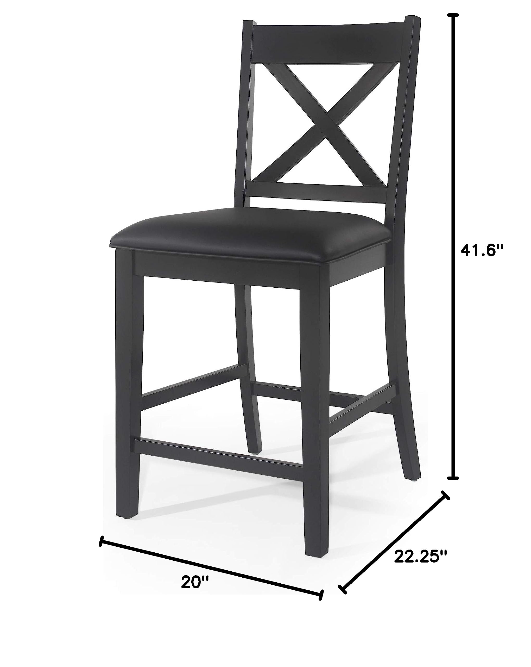 Christopher Knight Home Emory Counter Stool Set of 2, Black Bar Stools for Kitchen Island, Breakfast Nook & Home Bar - Modern Counter Height Stools with Metal Frame