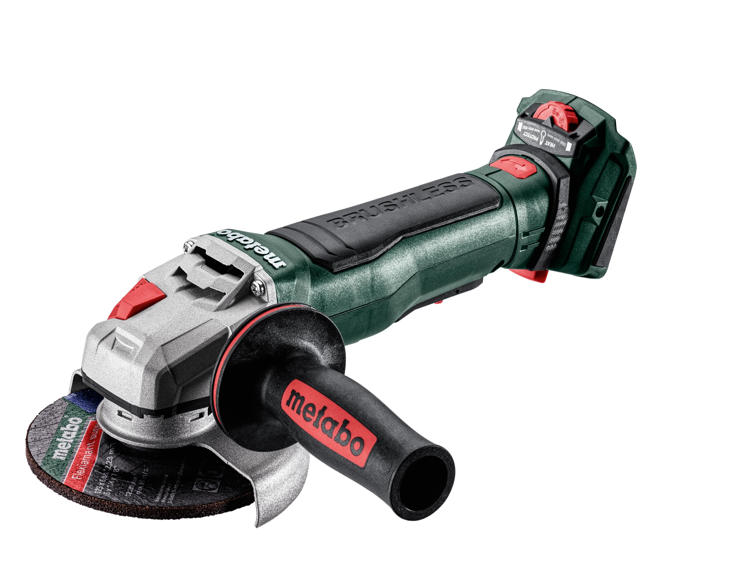 Metabo 18V Cordless Angle Grinder 4-1/2-Inch & 5-Inch | Brushless Motor | Variable Speed | Tool Only (No Battery) | Safety Clutch & Brake | WVPB 18 LT BL 11-125 Quick | Perfect for Metal Cutting, Grinding & Polishing in Construction & DIY Projects