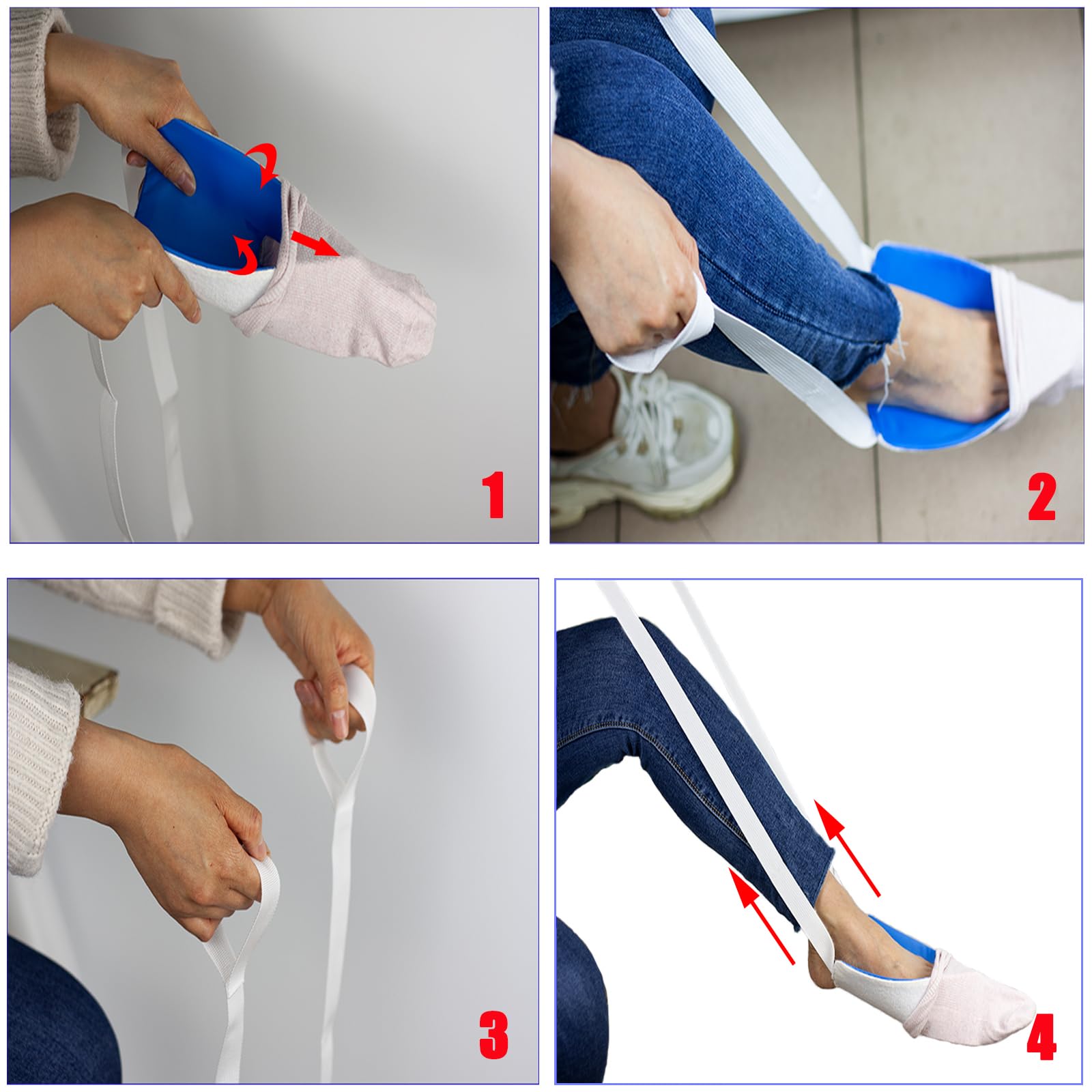 Best Sock Aid Device for Seniors & Disabled - Easy On/Off Sock Helper for Elderly, Pregnant & Limited Mobility - Ideal for Daily Dressing Assistance & Independent Living