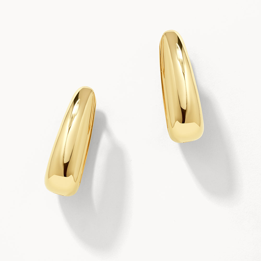14K Gold Elongated Dome Hoop Earrings for Women - Elegant Dangle Earrings for Everyday Wear & Special Occasions