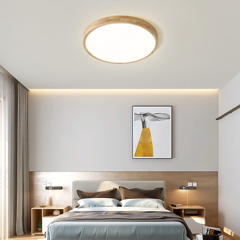 Wood Grain Round Ceiling Lamp - Modern Farmhouse Pendant Light with Natural Wood Finish - Perfect for Living Room, Bedroom, or Dining Room Lighting