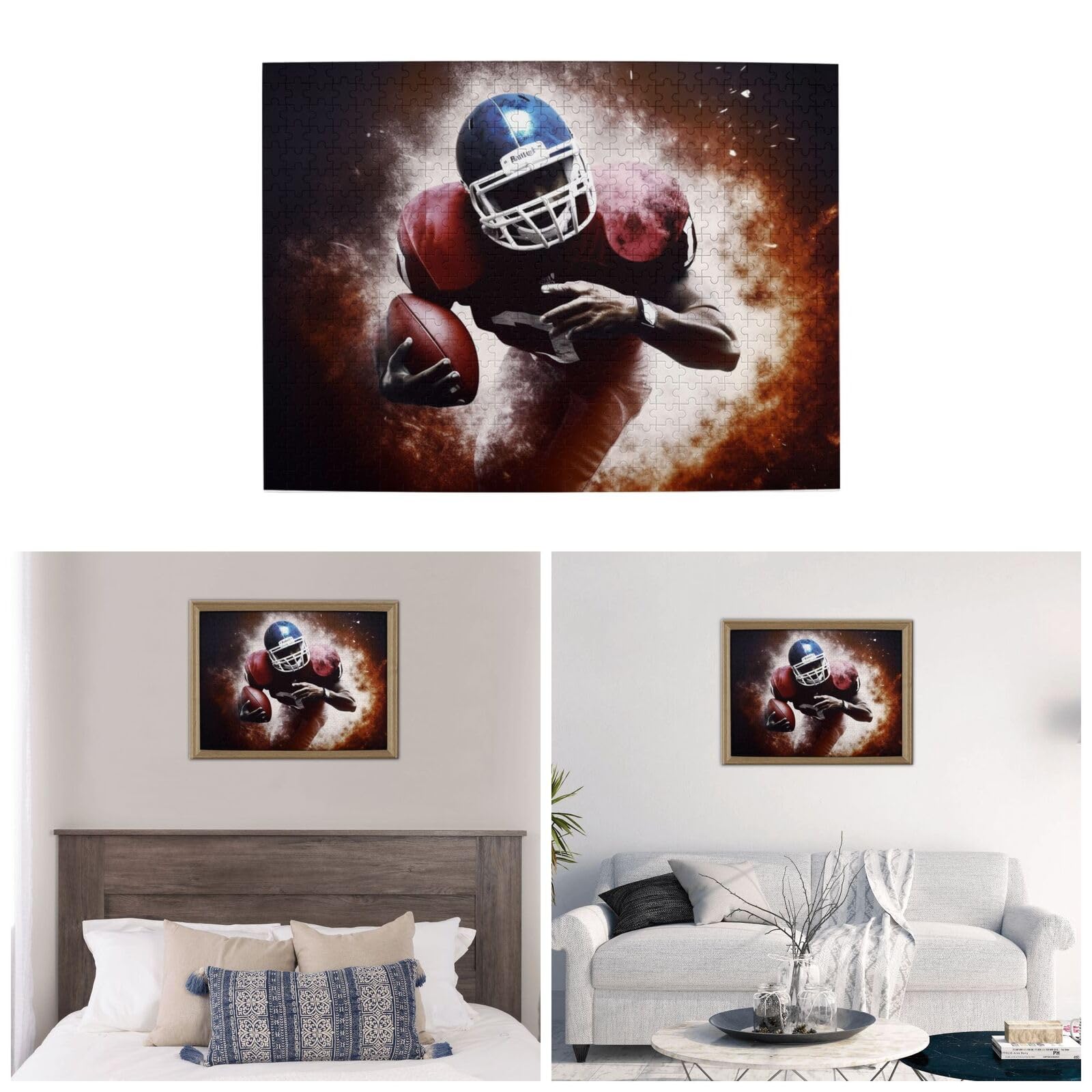 500-Piece American Football Jigsaw Puzzle - Personalized Wooden Photo Puzzle for Adults - Classic Family Game for Wedding, Birthday & Valentine's Day Gifts (20.4