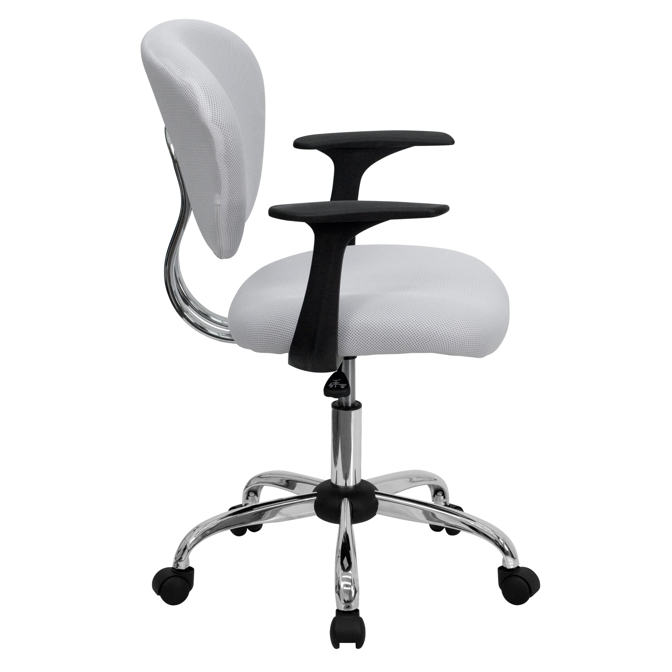 Ergonomic Mid-Back White Mesh Office Chair with Padded Seat & Adjustable Arms - Perfect for Home Office, Gaming, and Workspace Comfort