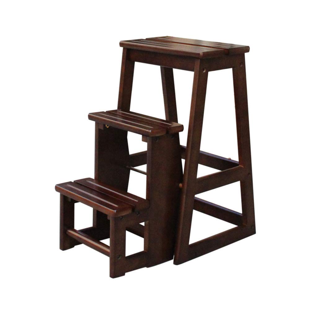 **LXB Solid Wood Folding Step Stool for Adults - Multi-Functional Kitchen & Home Step Ladder - Perfect for Reaching High Shelves, Bathroom Storage & Kids' Safety (Black)**