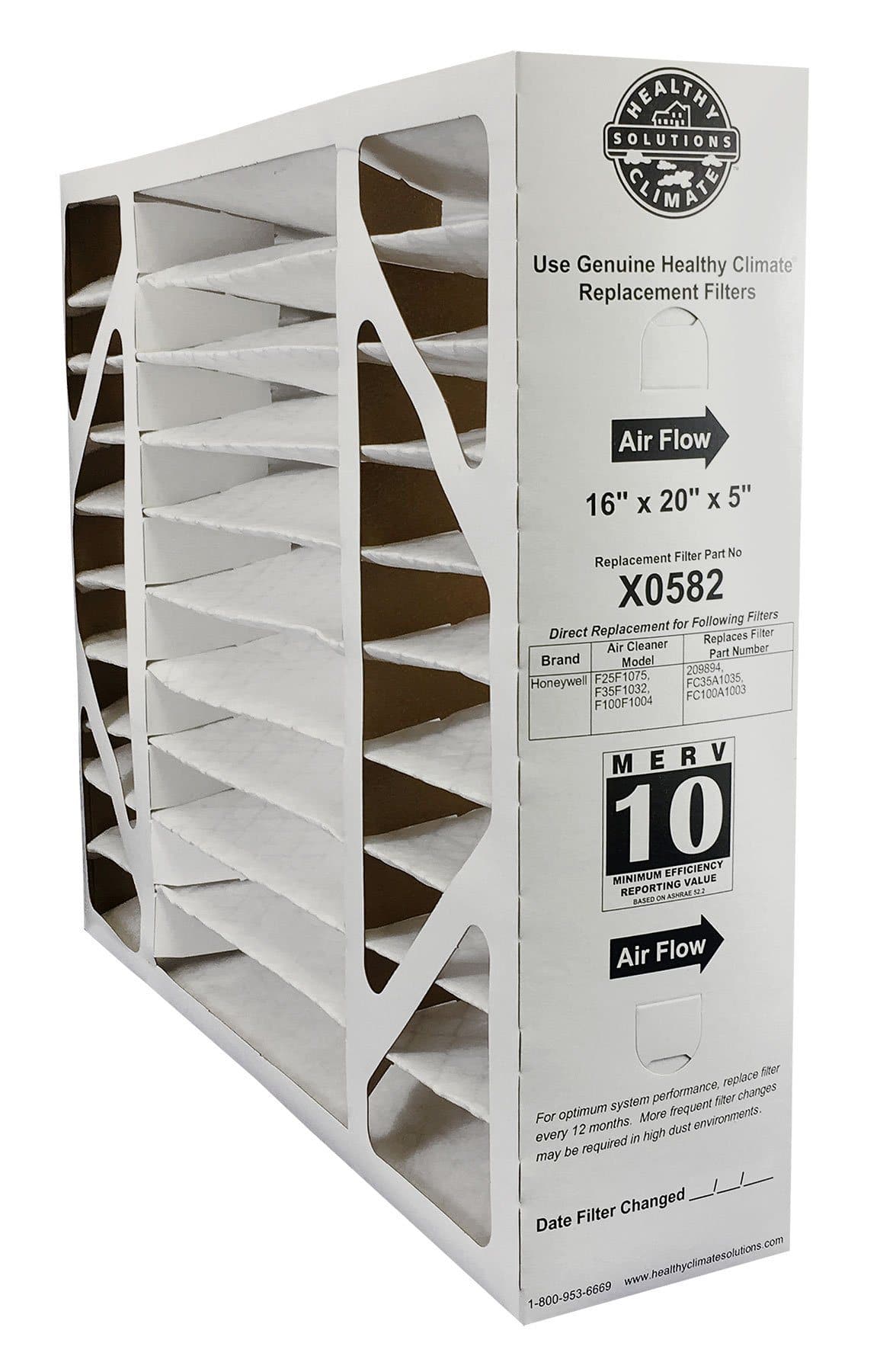 Lennox Healthy Climate X0582 16x20x5 MERV 11 Air Filter - 1 Pack | High Efficiency Furnace & AC Replacement for Cleaner Indoor Air | Perfect for Homes, Offices & HVAC Systems