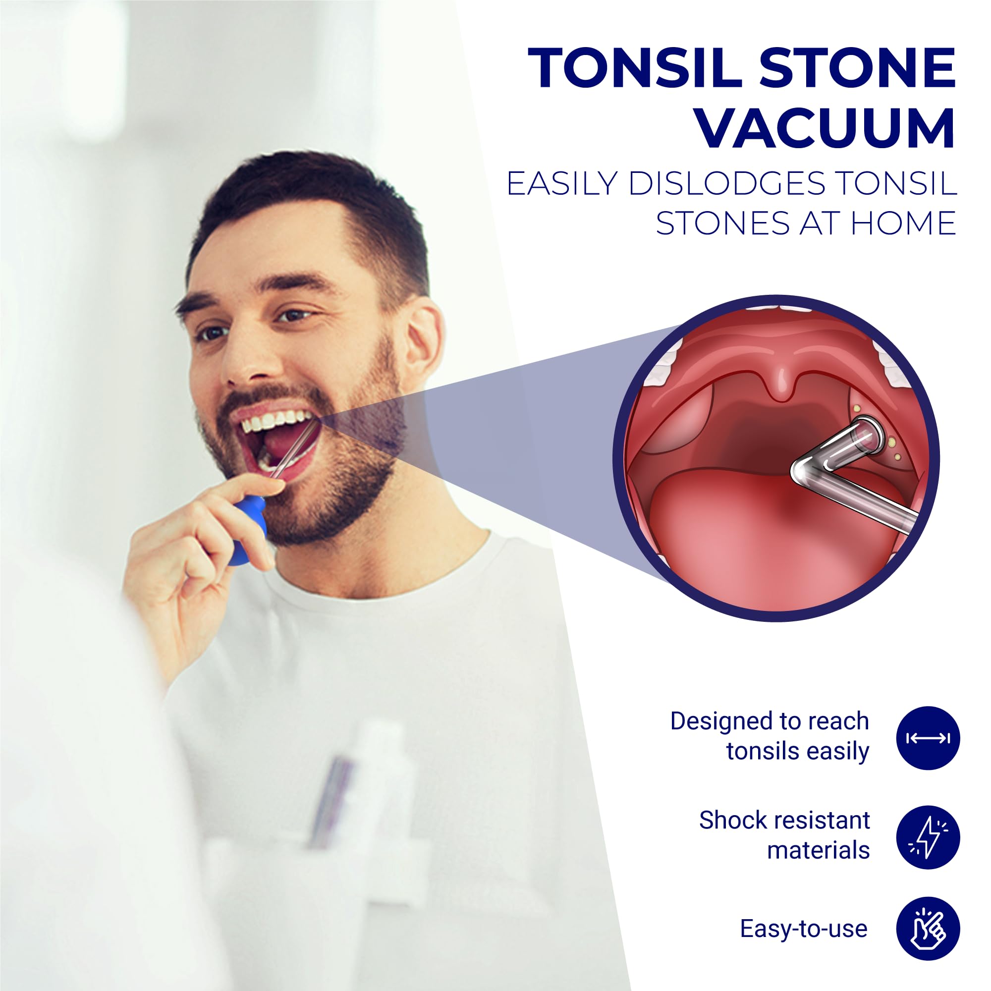 Oravix 3-in-1 Tonsil Stone Removal Kit - Tonsil Stone Vacuum Suction Tool, Extractor & Cupping Device for Bad Breath Relief | Safe & Effective Oral Care Solution for Tonsilloliths Removal at Home