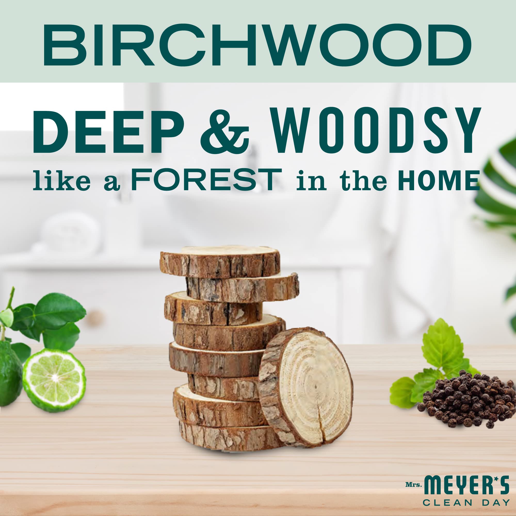 Mrs. Meyer's Birch Wood Scented Body Wash - 16 oz | Natural & Moisturizing Shower Gel for Women & Men | Perfect for Daily Use & Relaxing Bath Time