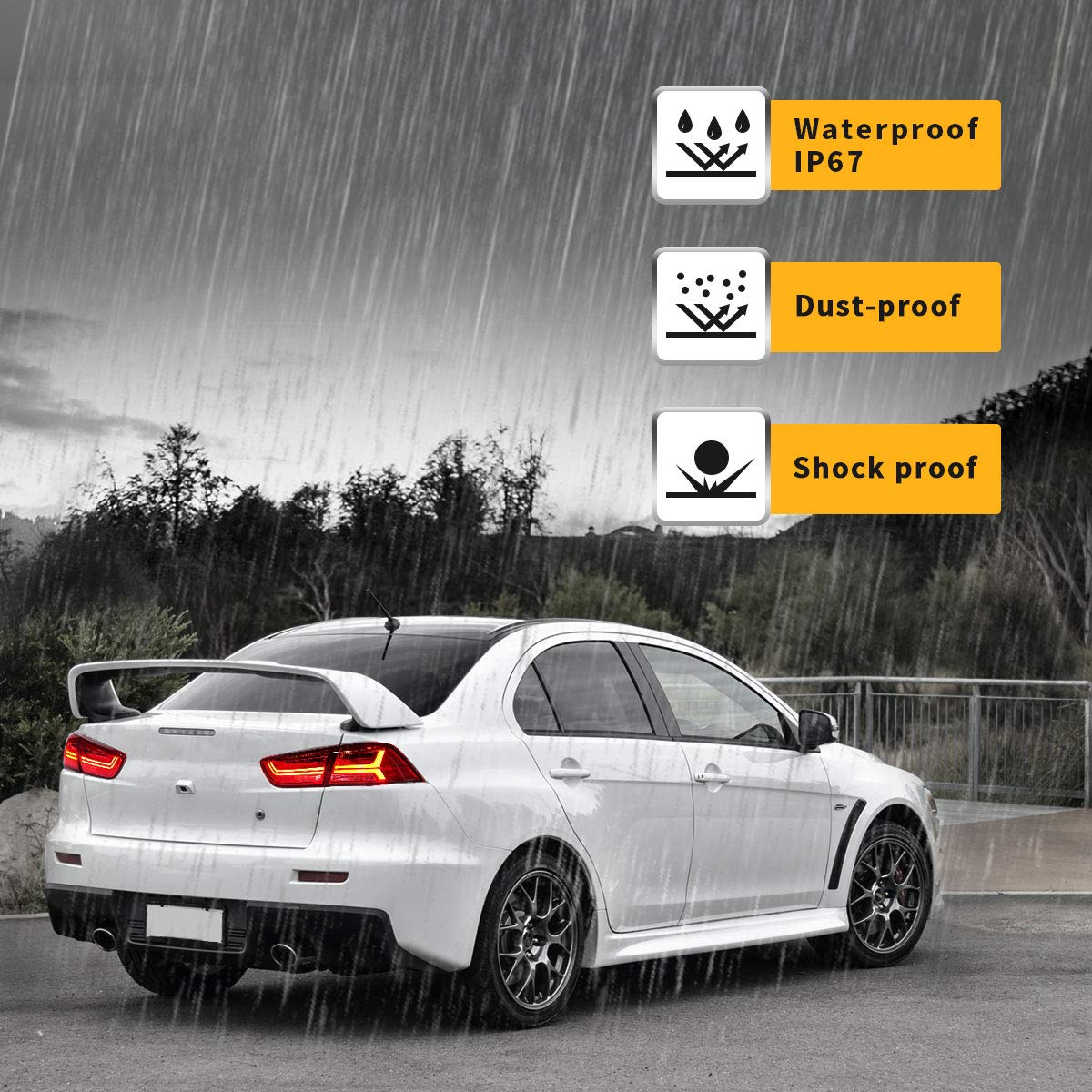 VLAND LED Tail Lights for Mitsubishi Lancer & Lancer EVO X 2008-2020 - Amber Sequential Turn Signals, Full LED Rear Light Assembly with Clear Lens (Not Compatible with Sportbacks/Fortis/IO) - Perfect for Night Driving & Car Customization