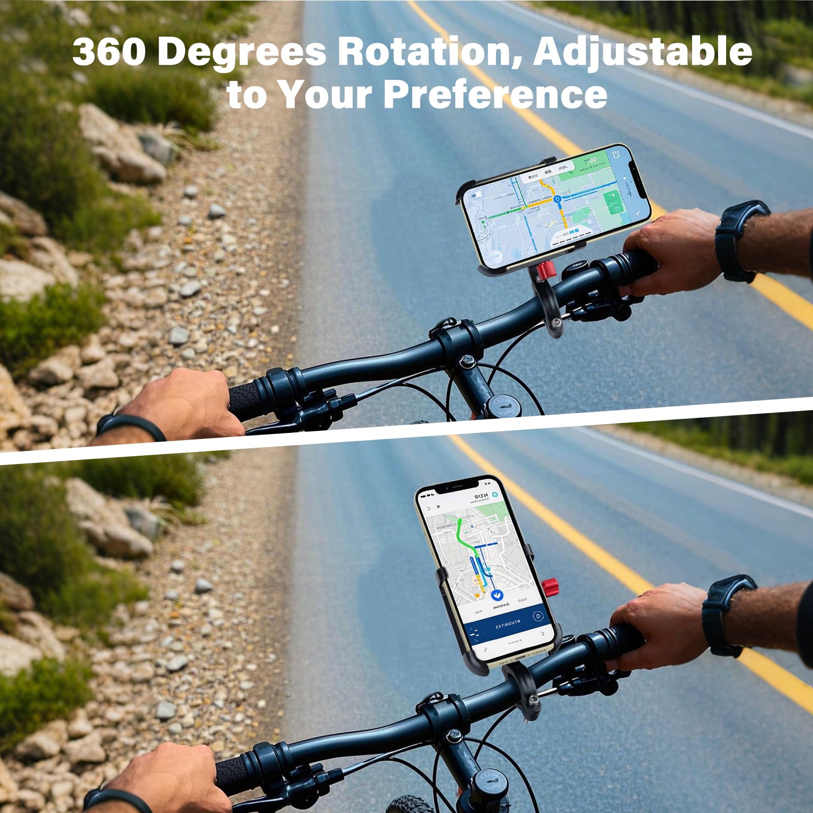 Premium Aluminum Bike Phone Mount - Universal Motorcycle & Bicycle Handlebar Phone Holder for iPhone 16 Pro Max/15/14/13/12 Mini & Samsung Galaxy - Perfect for Cycling, Commuting & Outdoor Adventures