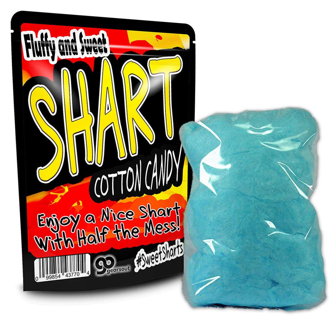 Gears Out Shart Cotton Candy - Fun Novelty Candy for Teens & Kids - Gluten-Free, Blue, Snack-Sized Treat - Perfect for Birthday Parties, Halloween & Gifts