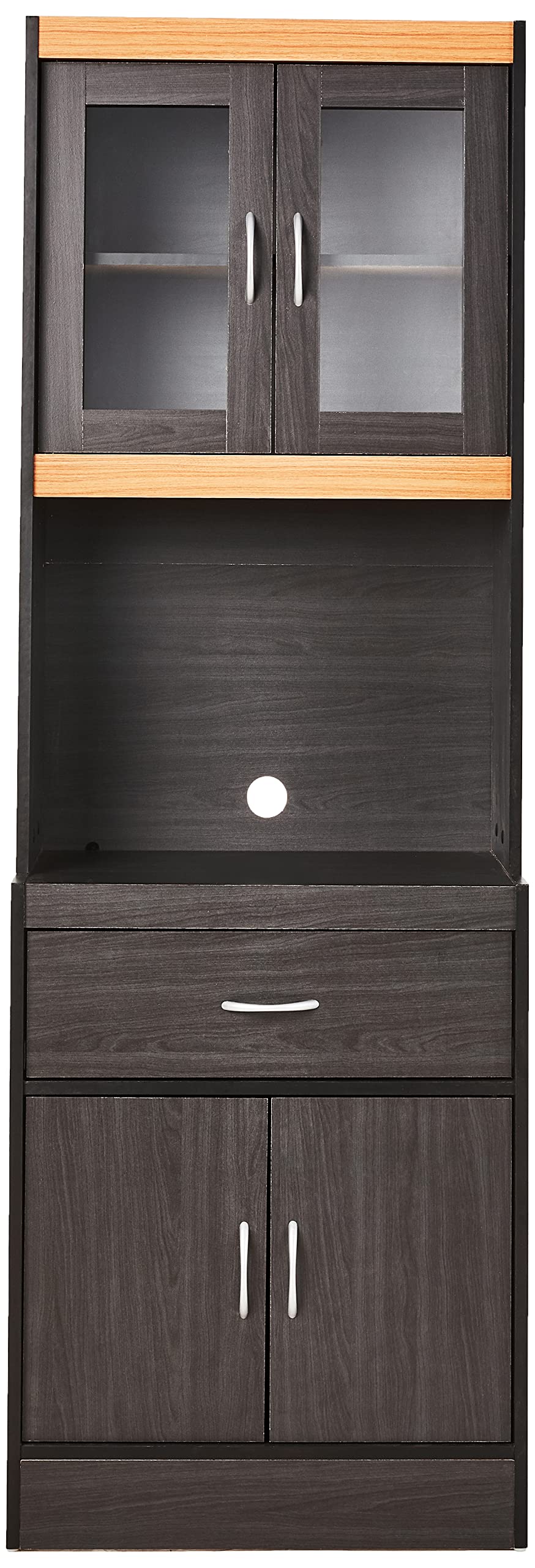Hodedah Black Beech China Cabinet - Elegant Display Storage for Dining Room, Kitchen, or Living Room - Perfect for Showcasing Fine China, Glassware, and Collectibles