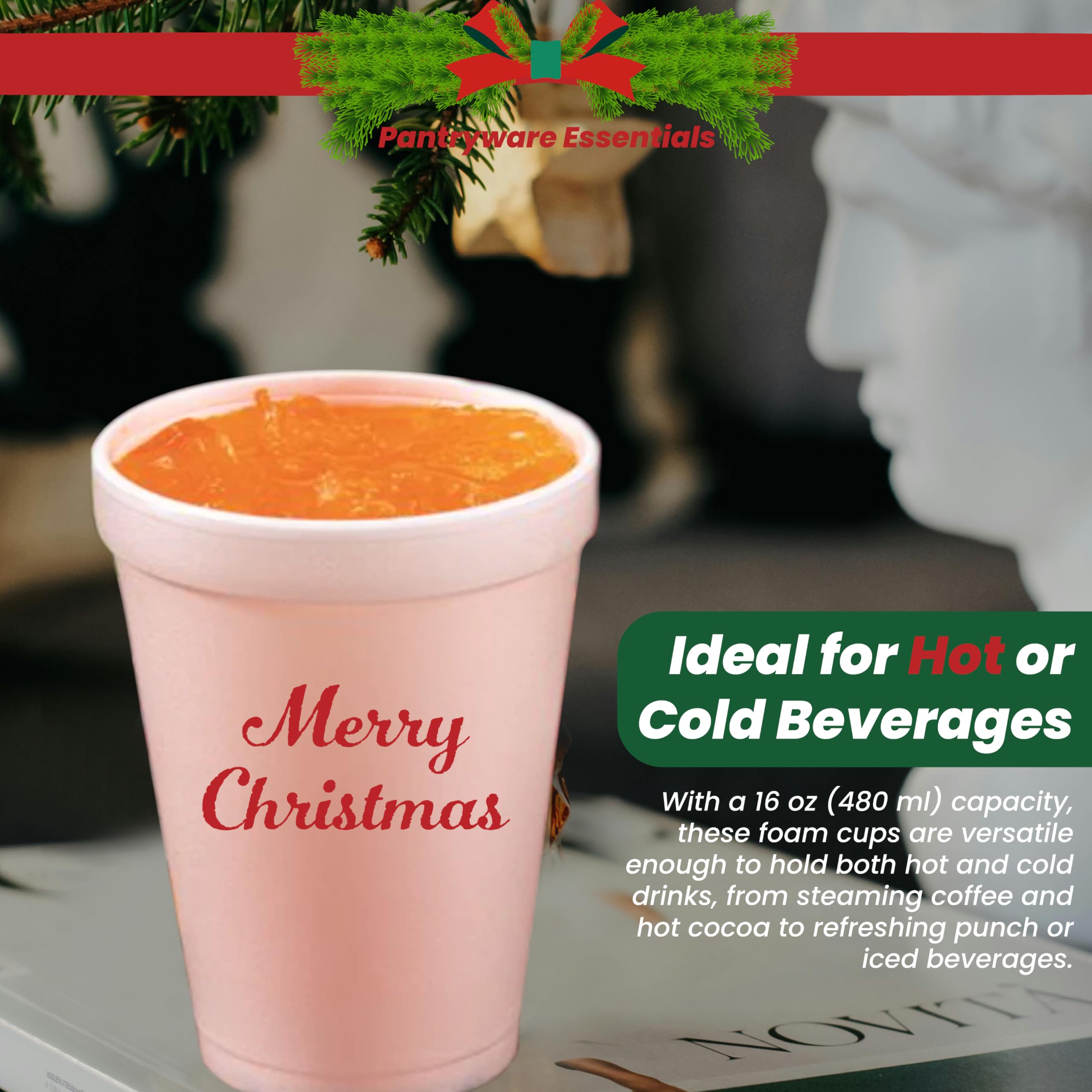 16 oz White Disposable Foam Cups with Custom 