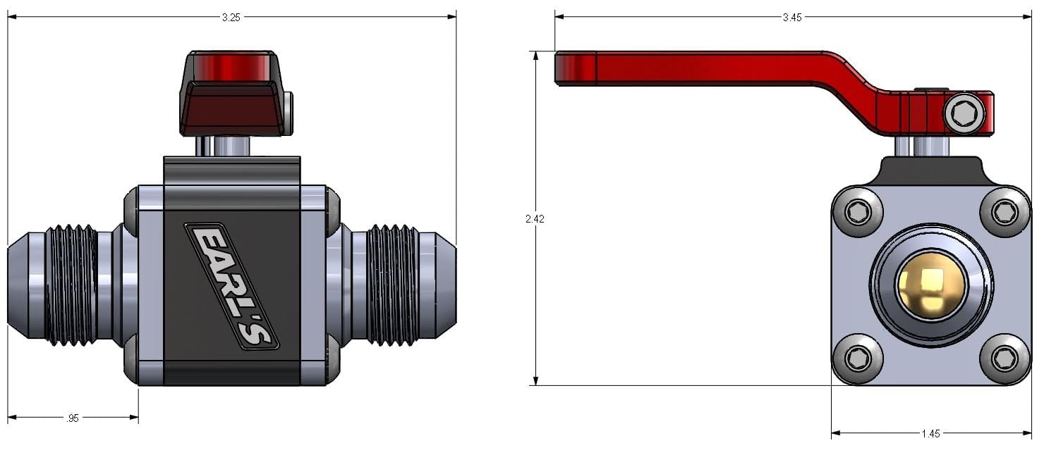Earl's 230510ERL UltraPro AN-10 Male to Male Ball Valve - High Performance Fuel & Oil Flow Control for Racing, Automotive & Marine Applications