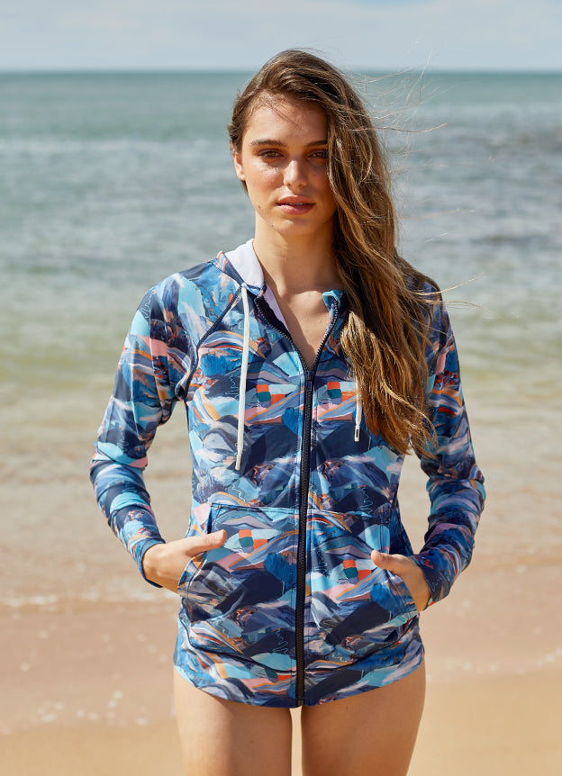 Axesea Feeling Nature Hoodie Rash Guard Top - UPF 50+ Sun Protection for Surfing, Swimming & Outdoor Activities