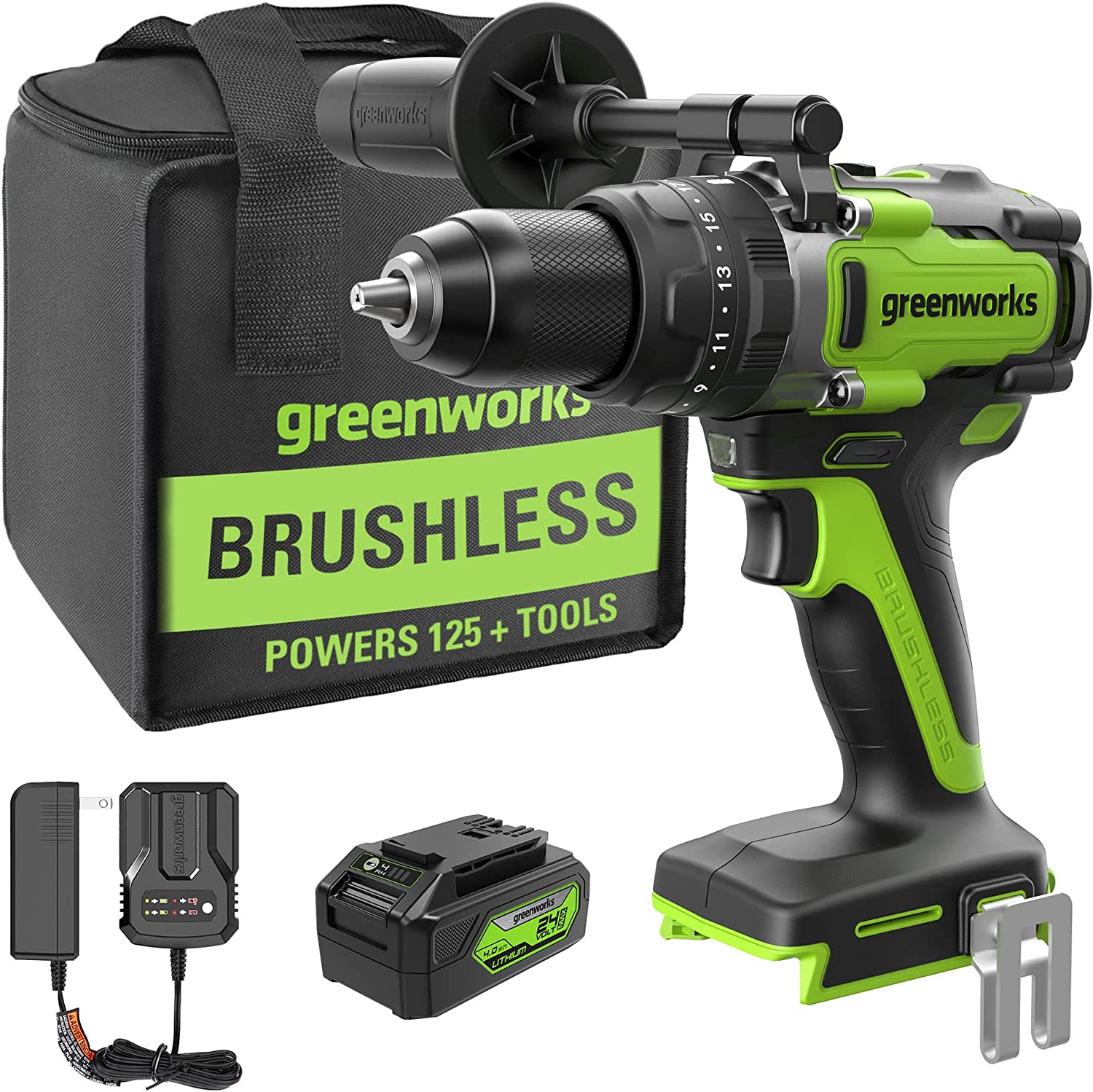 24V 1/2 Inch 1240 in/lbs Cordless Hammer Drill with 4.0Ah Lithium Battery & Fast Charger - Perfect for Construction, DIY Projects, and Home Renovations