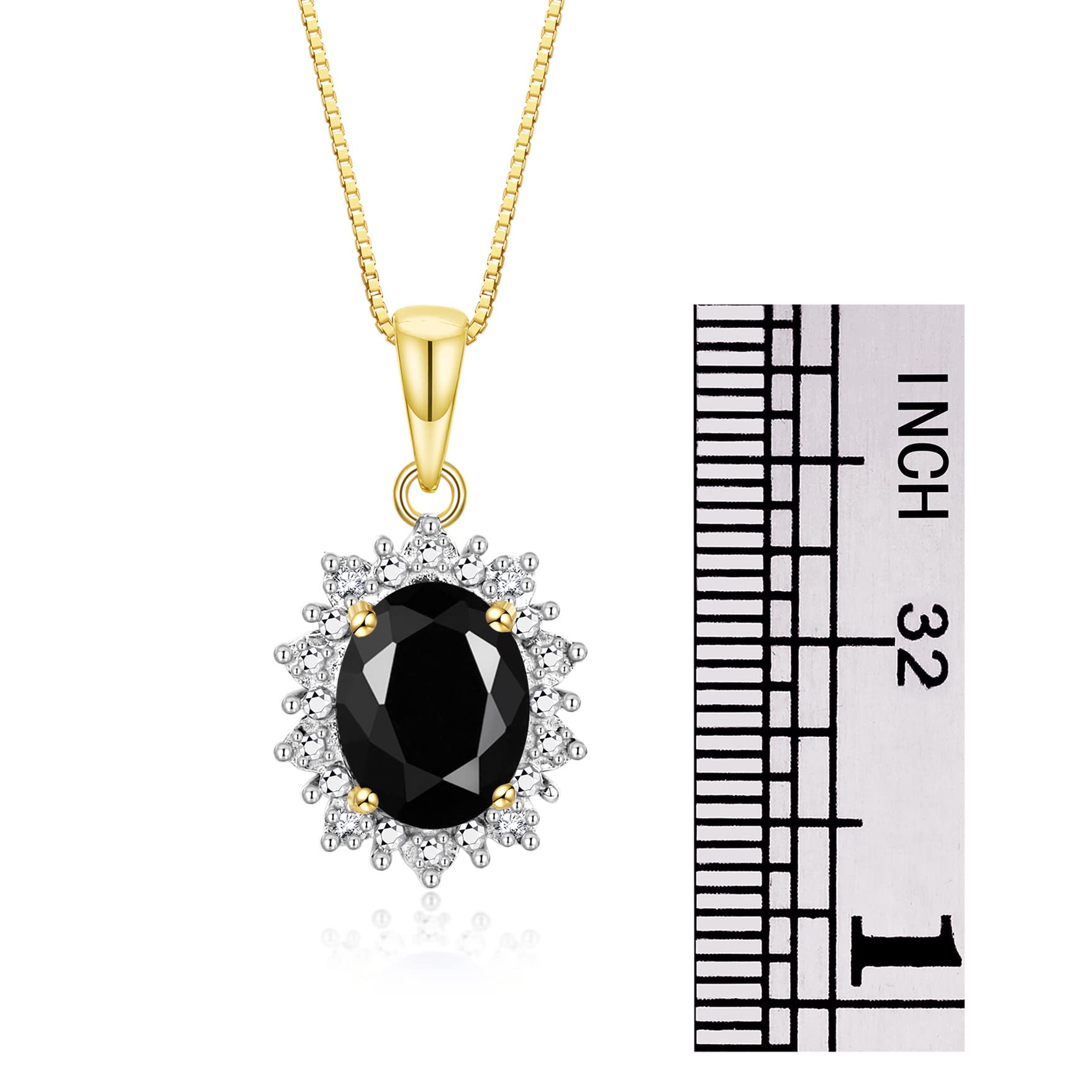 Rylos Women's Yellow Gold Plated Silver Princess Diana Ring & Pendant Set with 9X7MM Birthstone Gemstone & Diamonds - Matching Friendship Jewelry (Sizes 5-10) - Perfect for Birthdays, Anniversaries, and Special Occasions
