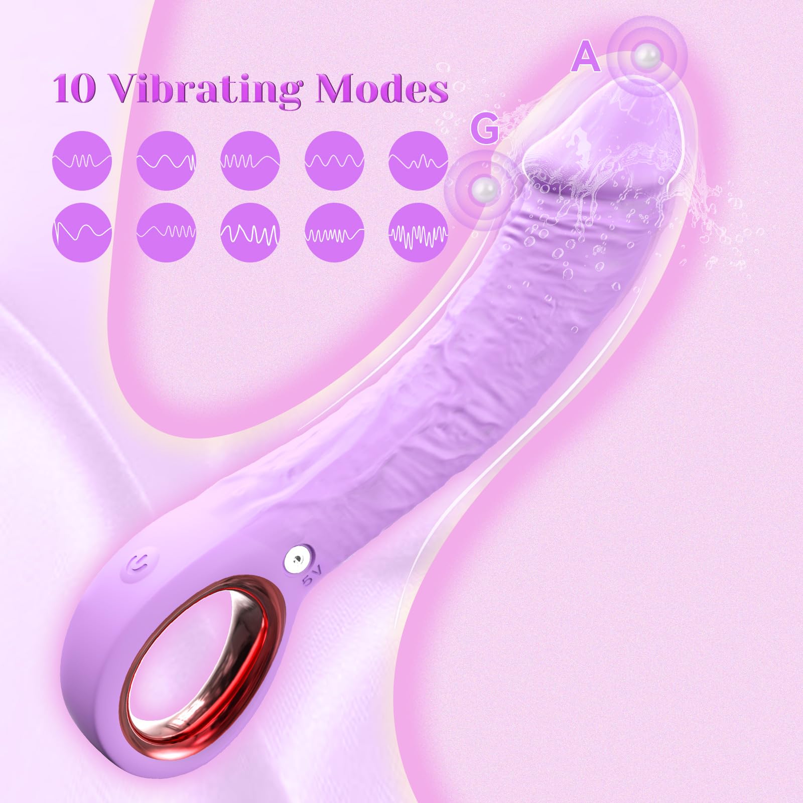 7.8 Inch Realistic G Spot Vibrator with 10 Powerful Vibration Modes - Waterproof Silicone Dildo for Women - Purple Adult Sex Toy for Solo Play & Couples Intimacy - Perfect for Clitoral Stimulation & G Spot Pleasure