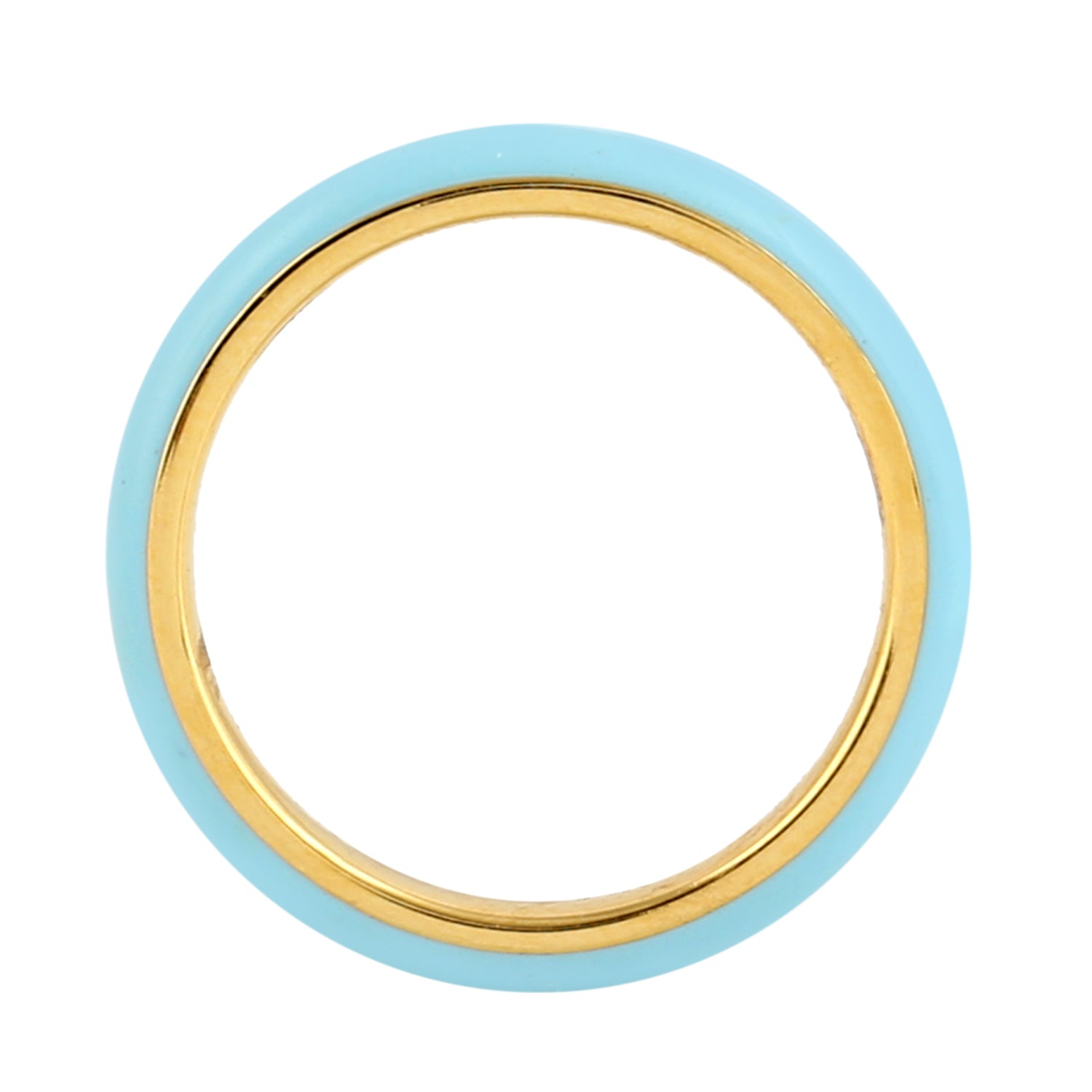 14K Yellow Gold Handmade Blue Enamel Band Ring for Women - Elegant Stackable Ring for Everyday Wear, Anniversary Gift, or Special Occasion Jewelry