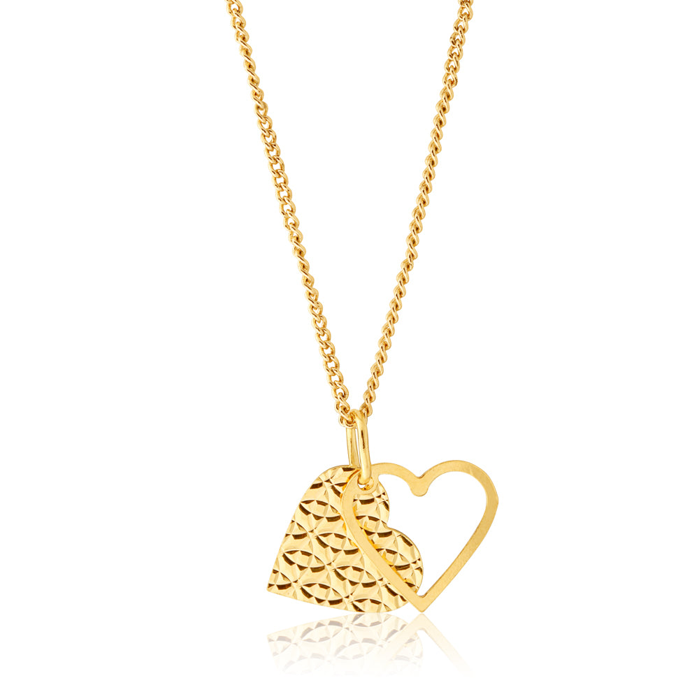 9ct Gold Silver Filled Heart Pendant Necklace for Women - Elegant Valentine's Day Gift, Anniversary Present & Everyday Jewelry