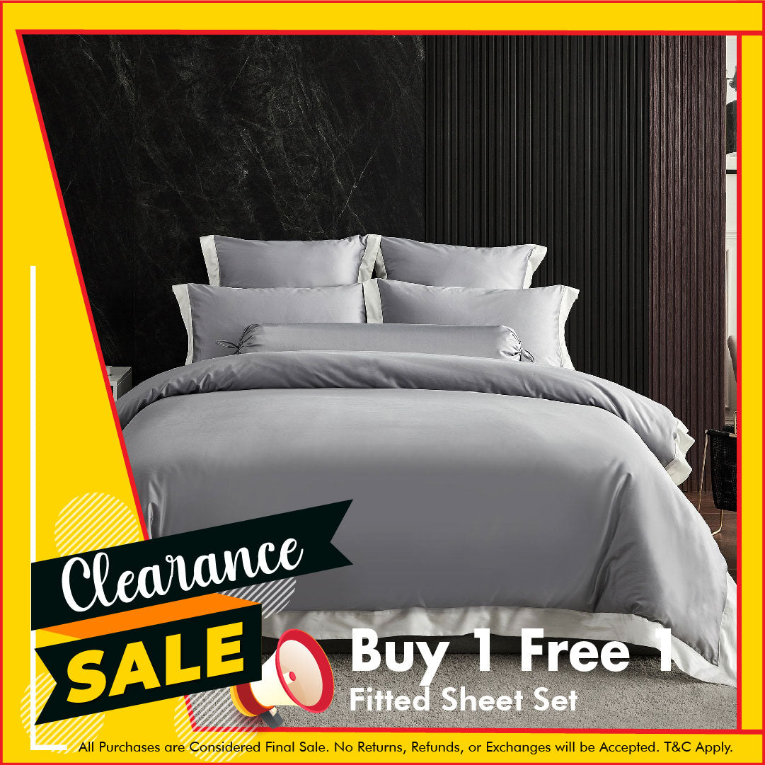 Premium Hotelier Prestigio™ Supima Cotton Percale Fitted Sheet Set - Earl Gray Dover White - Luxury 400 Thread Count Bedding for Hotels & Home Use