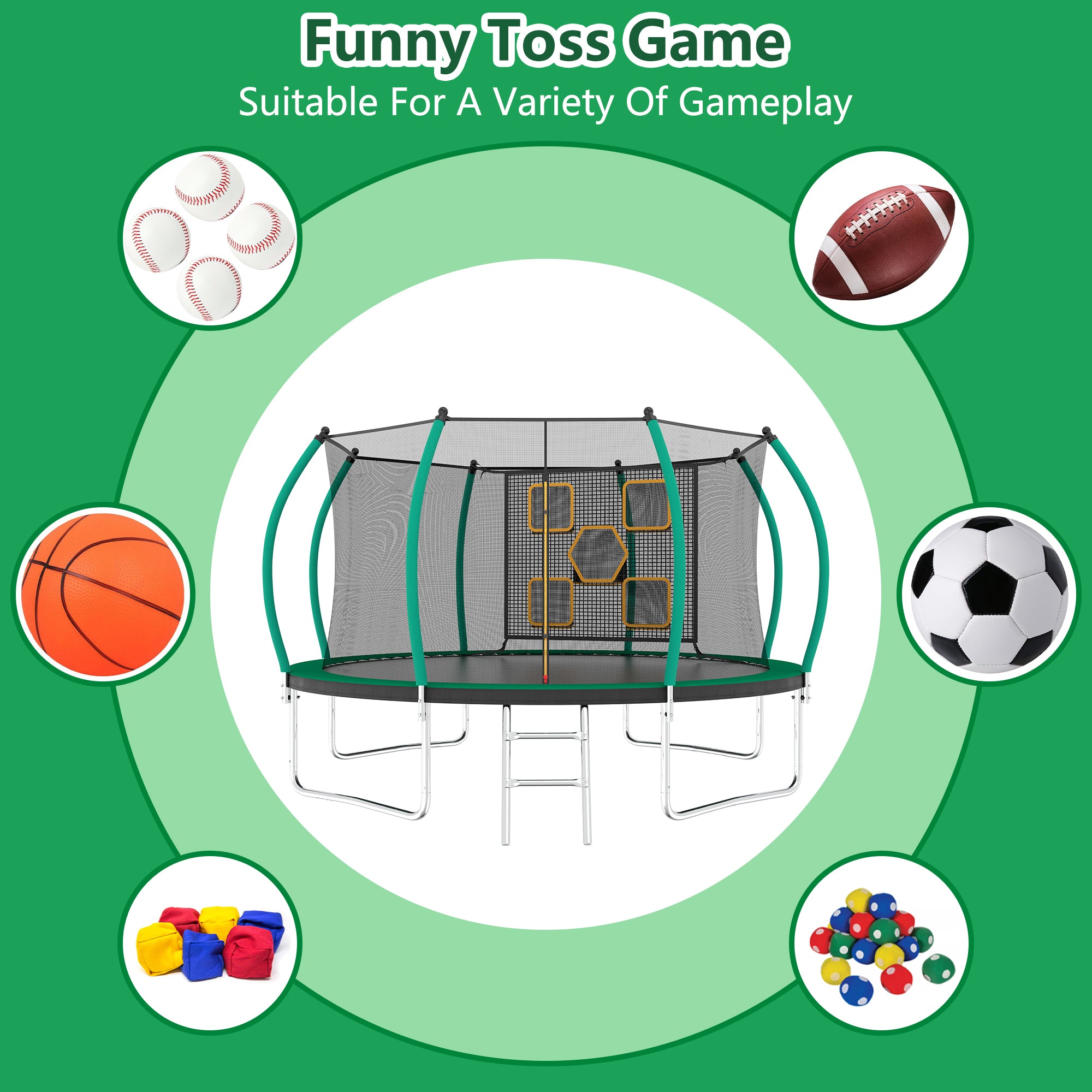 14FT Trampoline with Safety Enclosure & Ladder - ASTM Approved Outdoor Trampoline for Kids - Perfect for Backyard Fun, Exercise & Family Recreation