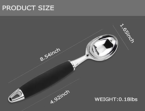 Premium Stainless Steel Melon Baller & Ice Cream Scoop Set - Non-Slip Ergonomic Rubber Grip for Hard Ice Cream, Frozen Yogurt, Fruits, Coffee Beans & Citrus - Perfect for Kitchen, Dessert Bars & Catering Events