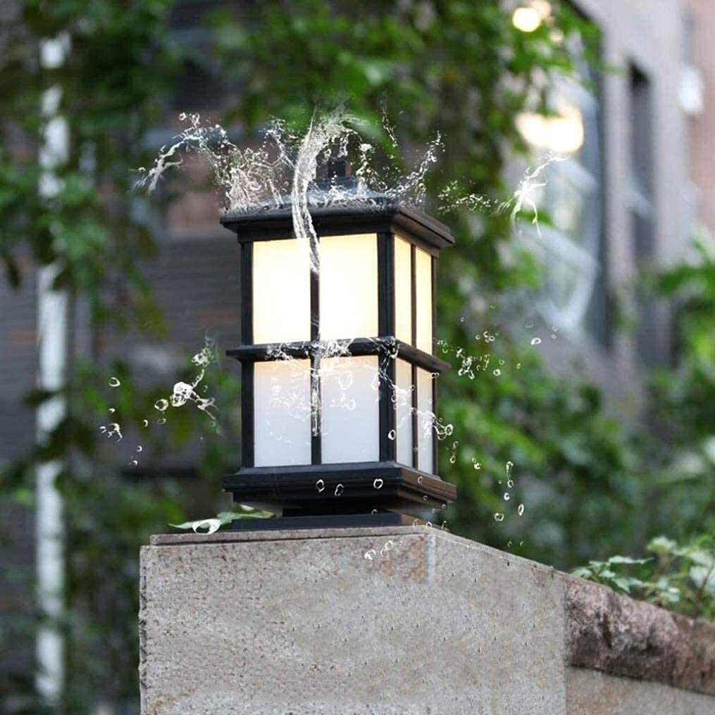Japanese Style Traditional Outdoor Post Light - IP55 Waterproof Aluminum Column Lamp for Gate, Garage, Porch, Pathway, Patio & Yard - E27 Exterior Pillar Lantern - Perfect for Villa, Garden & Landscape Lighting Decorations