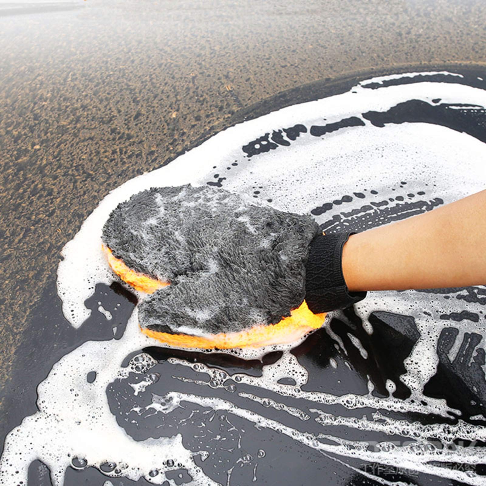 1Pc Thick Microfiber Car Wash Gloves - Strong Absorbent Brush for Car & Motorcycle Cleaning, Detailing Tool Towel for Effortless Vehicle Maintenance