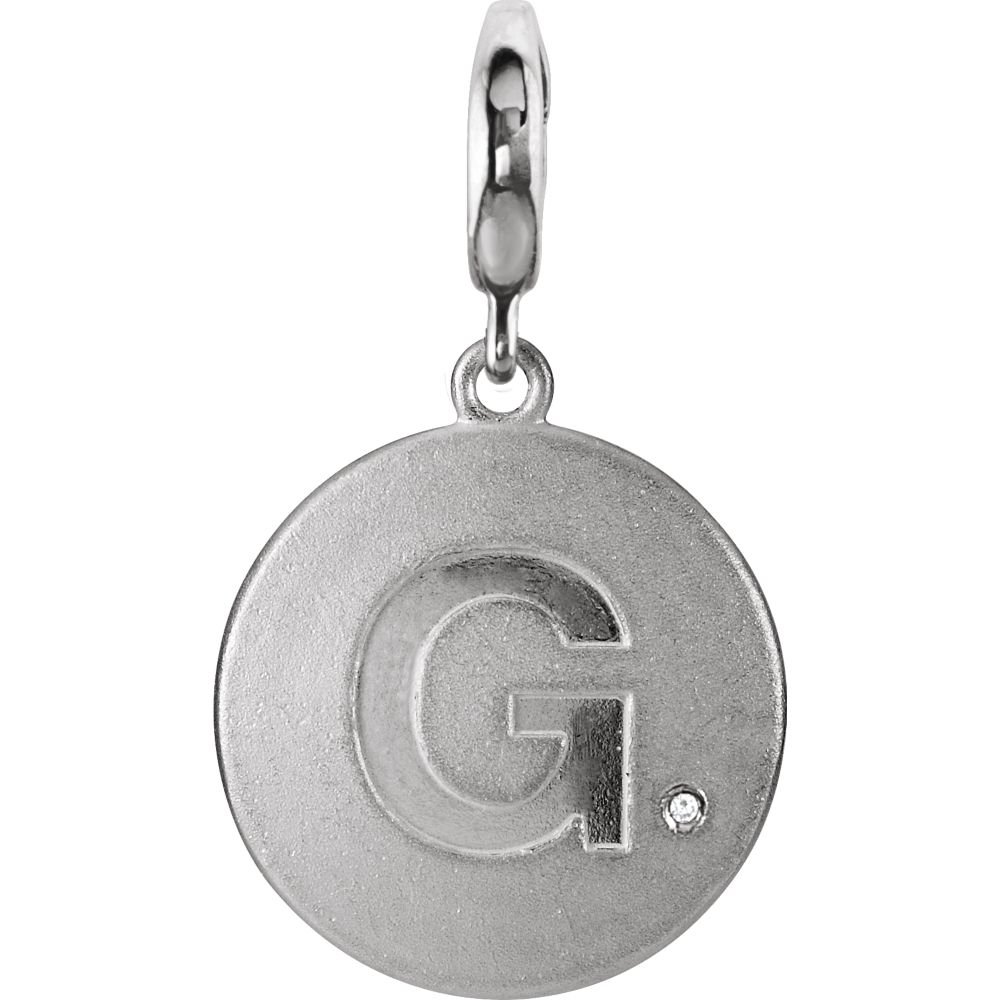 925 Sterling Silver Block Initial Disc Charm with .005 CTW Diamond Accent - Personalized Jewelry for Women | Perfect for Necklaces, Bracelets & Gifts | Jewelry By Lux