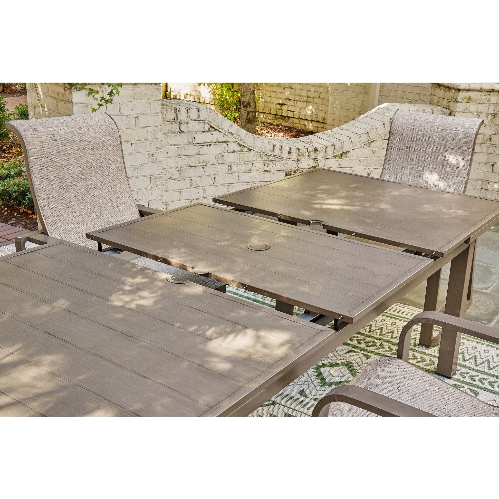 Beach Front Outdoor Rectangle Dining Table - Waterproof & UV Resistant Beige Patio Furniture for Poolside, Garden, and Backyard Dining