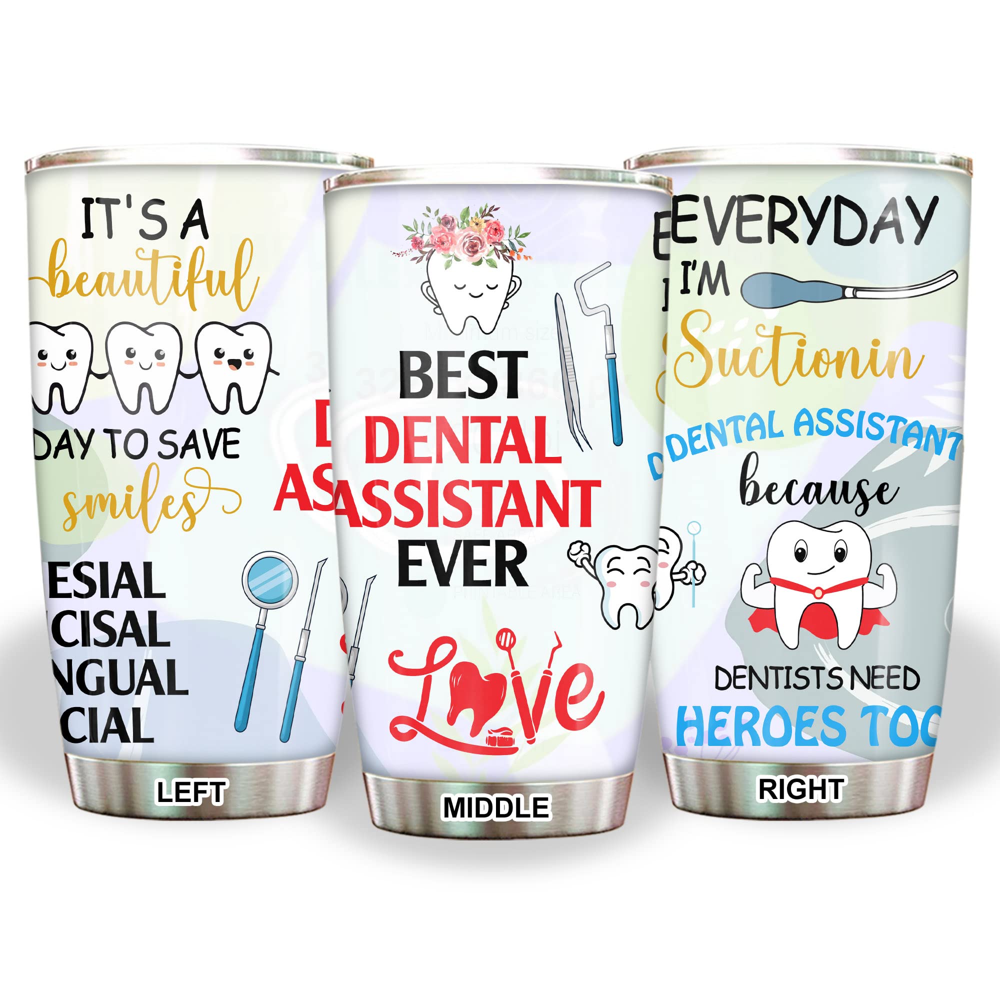 **20oz Stainless Steel Dental Assistant Tumbler - Funny Coffee Cup Gift for Dental Assistants, Birthday, Christmas & Appreciation Week - Ideal for Office, Clinic & Travel (TBDA14)**