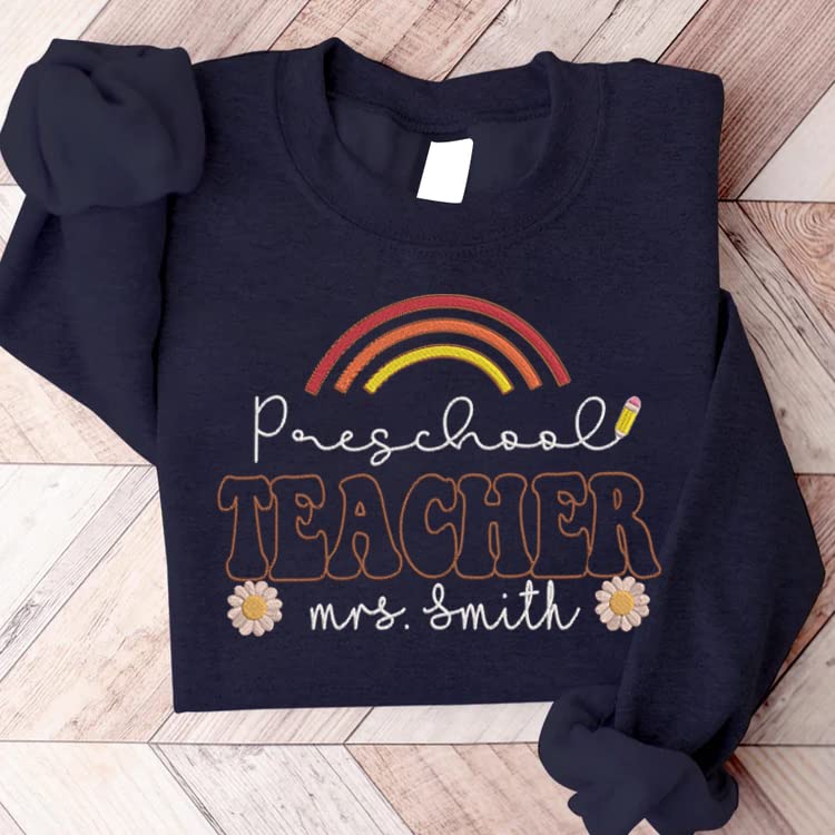 NAZENTI Custom Embroidered Teacher Sweatshirt - Personalized Name Hoodie for Women Educators | Thoughtful Teacher Appreciation Gift for Classroom, School Events & Everyday Wear