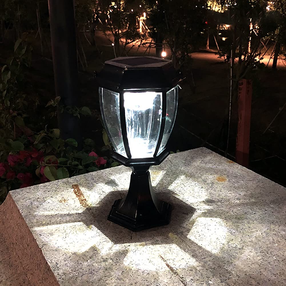 Solar LED Deck Post Lights Outdoor - Waterproof IP55 Modern Post Cap Lantern for Garden, Patio, Fence, Villa & Gate Pillars (Black) - Perfect for Pathway Lighting, Landscape Accents & Nighttime Safety