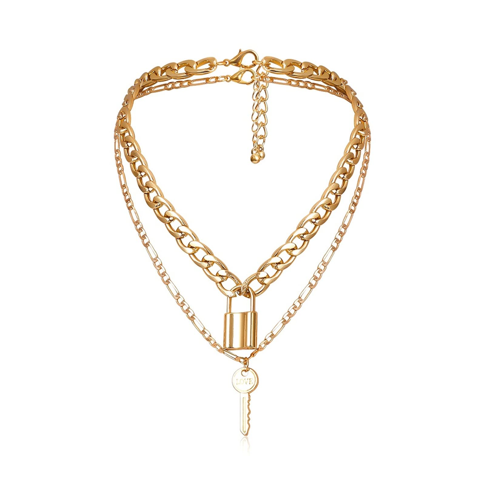 Elegant Layered Necklace Set for Women - 2 Piece Dainty Choker & Key Lock Pendant Necklace | Perfect Birthday Gift for Her | Ideal for Layering, Everyday Wear & Special Occasions