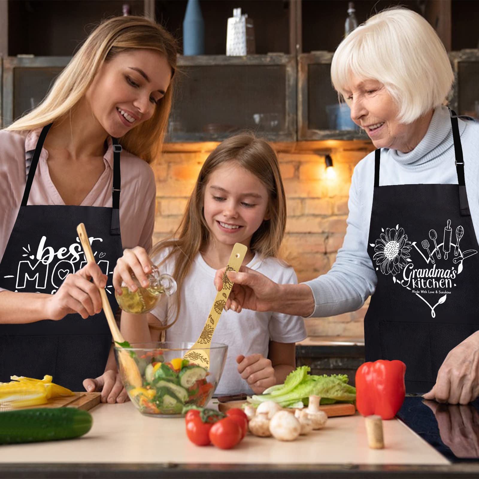 Best Grandma Gifts - Premium Kitchen Utensil Set with Wooden Spoons & Cooking Apron | Thoughtful Birthday, Christmas & Mother's Day Present for Grandma, Nana & Grandmother | Perfect for Baking, Cooking & Family Gatherings