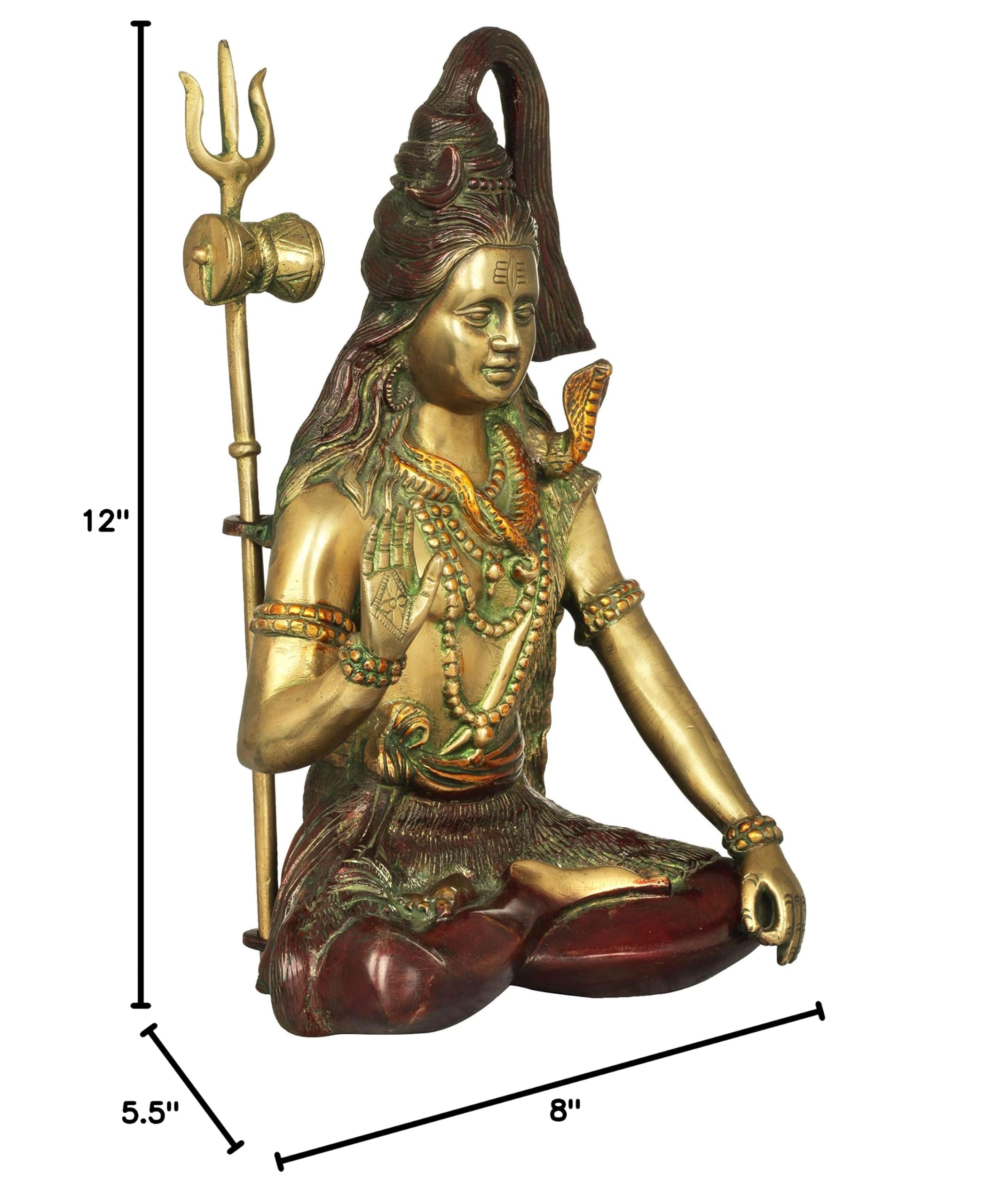 Exotic India Bhagawan Shiva Brass Statue - Red Gold Finish Hindu God Statue for Home Altar, Meditation & Spiritual Decor
