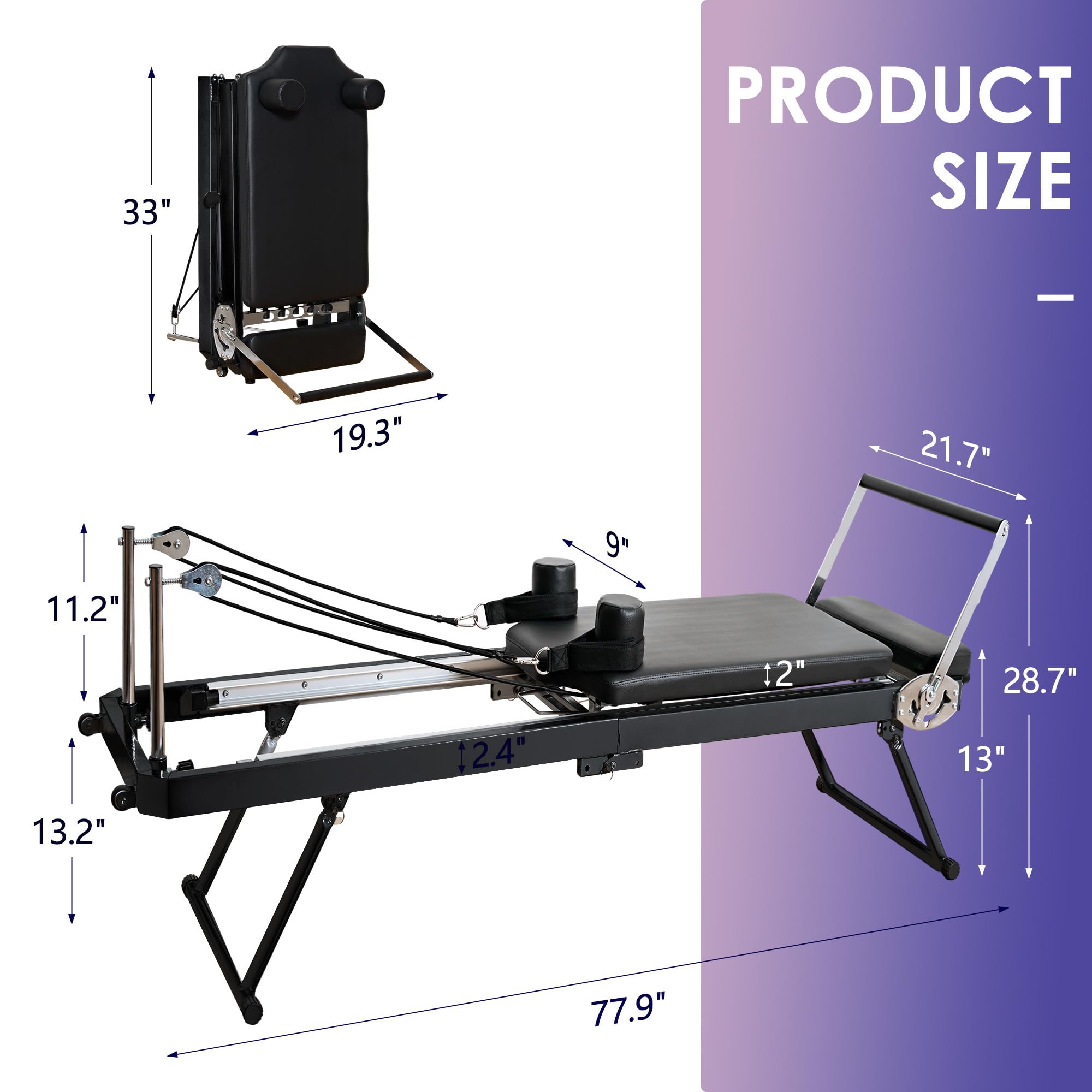 Foldable SogesGame Pilates Reformer Machine - 330lbs Weight Capacity Home Gym Equipment for Beginners & Advanced Users | Perfect for Home Workouts, Physical Therapy & Fitness Training