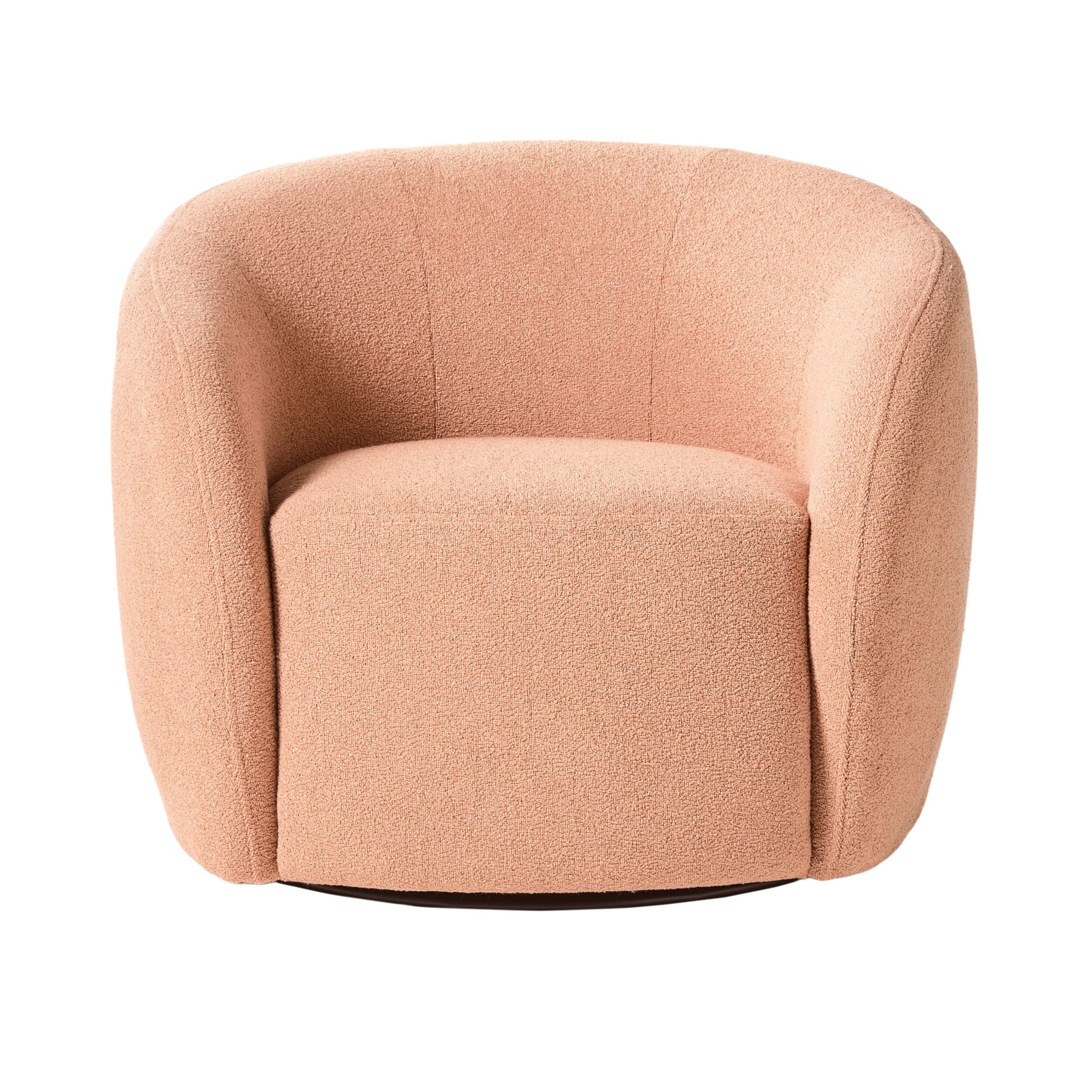 Alessa Swivel Armchair - Modern Velvet Upholstered Accent Chair with 360° Rotation, Luna Powder Pink - Perfect for Living Room, Bedroom, or Office Decor