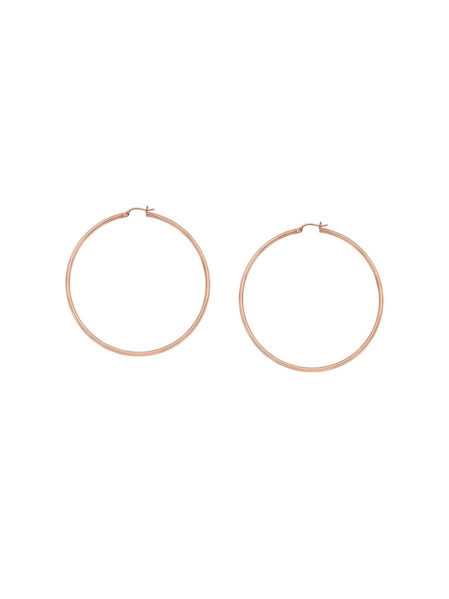 14K Rose Gold Polished Hoop Earrings 2x35mm - Click Closure Post Earrings for Women, Elegant Everyday Jewelry Gift for Her, Perfect for Work, Date Night & Special Occasions