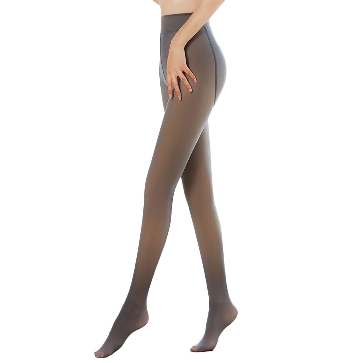 Women's Fleece Lined Thermal Tights - Fake Translucent Nude Warm Pantyhose, High Stretch Opaque Winter Leggings for Cold Weather & Outdoor Activities