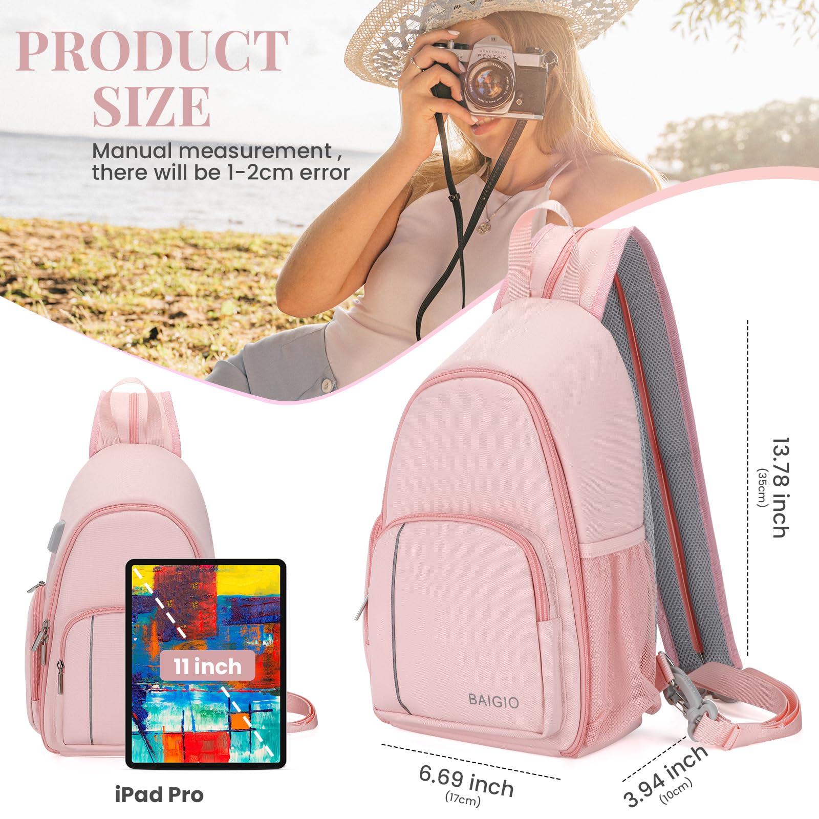 BAIGIO Waterproof Camera Sling Bag - Compact Crossbody Backpack for DSLR, SLR & Mirrorless Cameras - Perfect for Travel, Hiking & Outdoor Photography (Black)