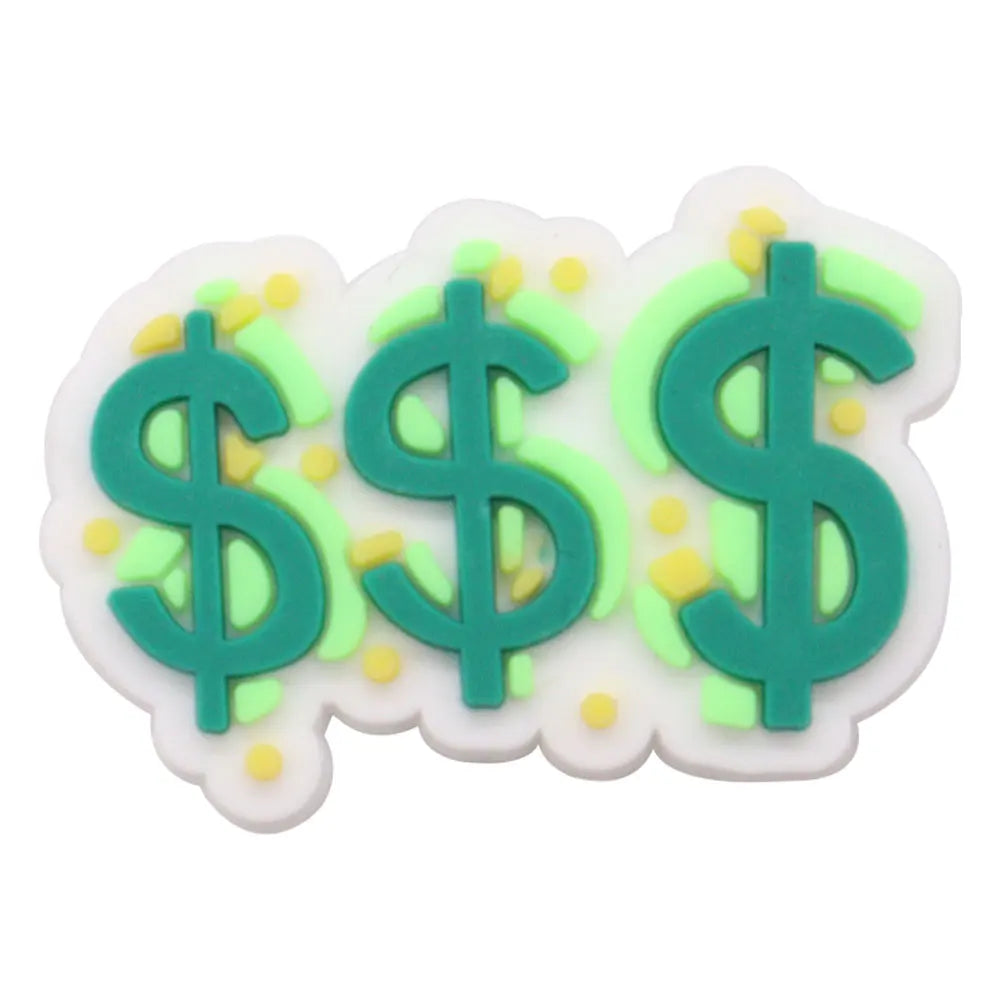New 1pc Money Themed PVC Shoe Charms - Financial Freedom Decor for Slippers, Clogs & DIY Wristbands - Perfect for Crafting, Shoe Decoration & Festival Accessories