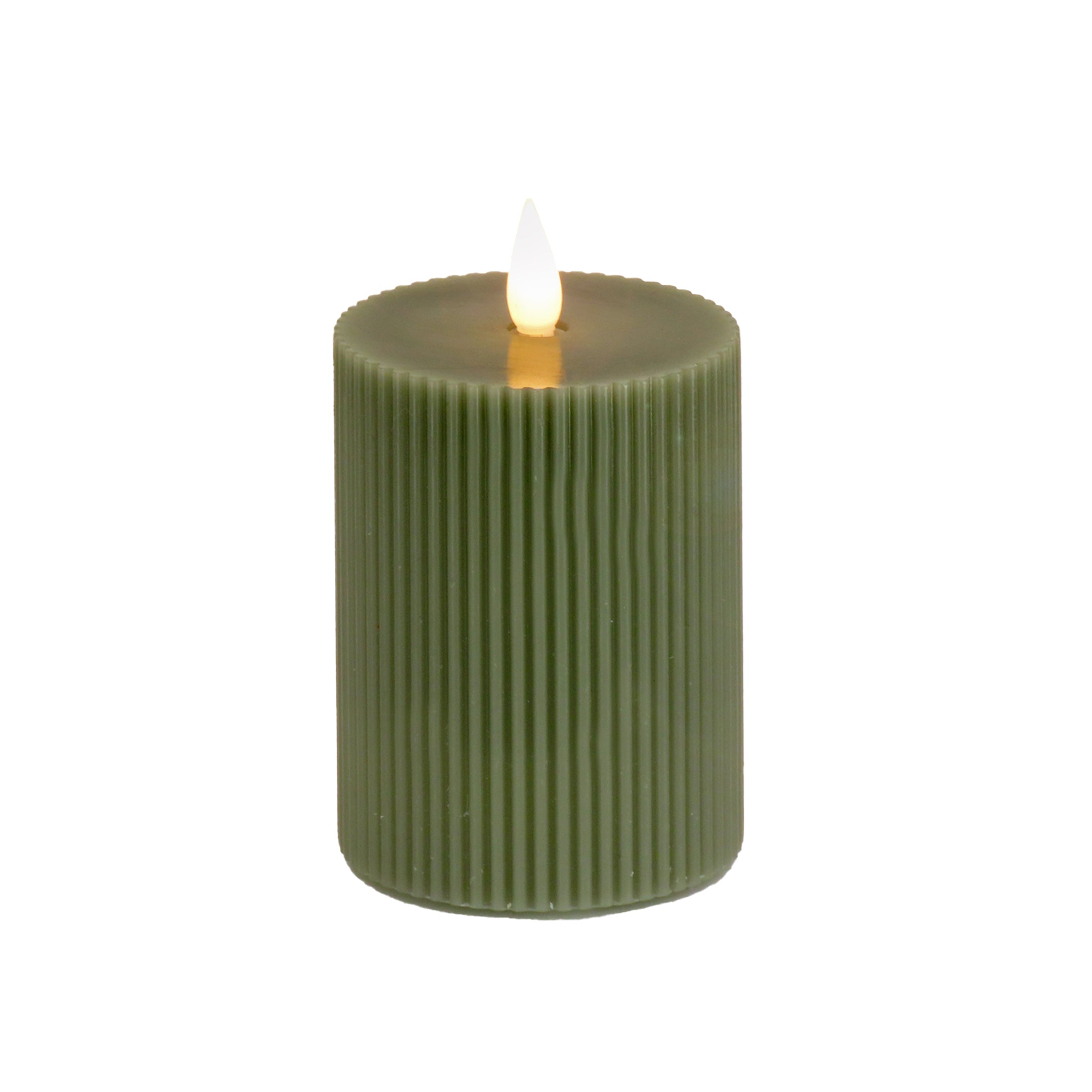 HGTV Home Collection 4x6 Inch Flameless Georgetown Pillar Candle - Dark Green | Battery-Operated LED Candles for Home Decor, Wedding Centerpieces & Cozy Ambiance